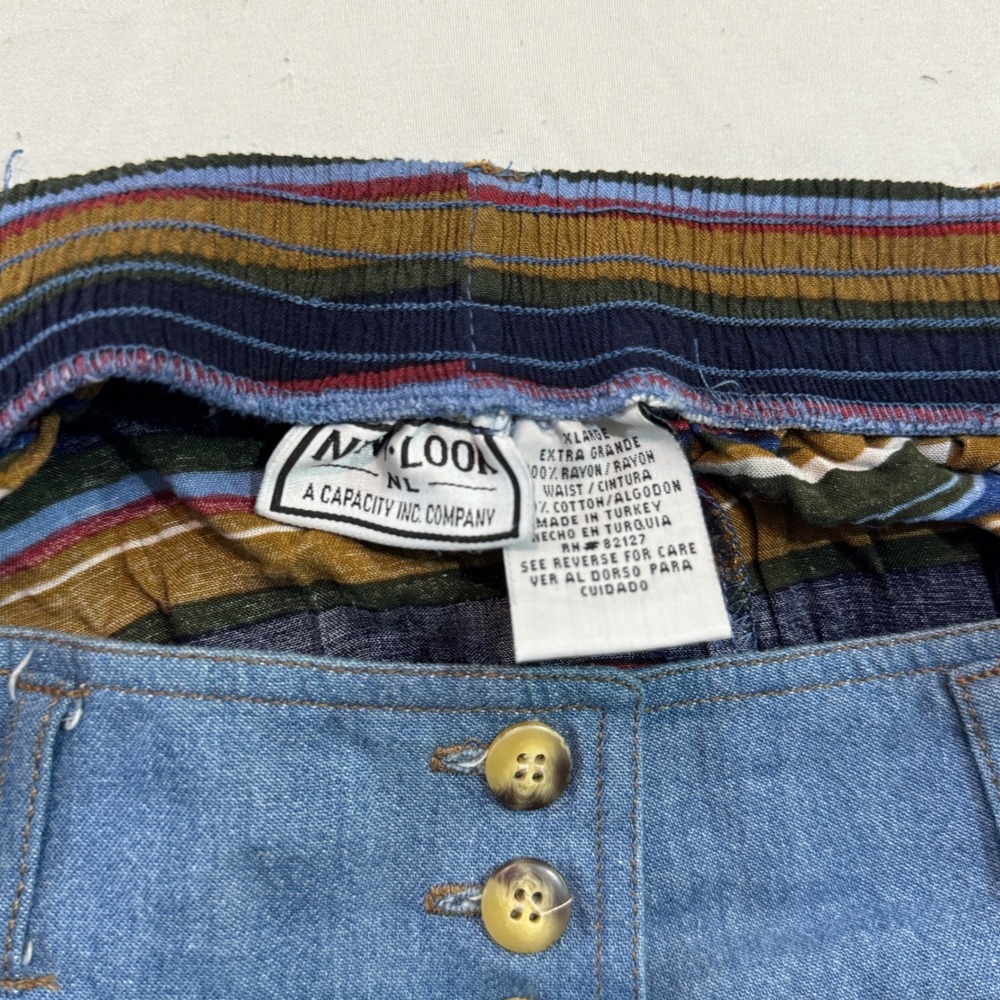 Vintage Southwestern Stripe Maxi Skirt High Waisted Denim Yoke Button Front Blue - Picture 6 of 7